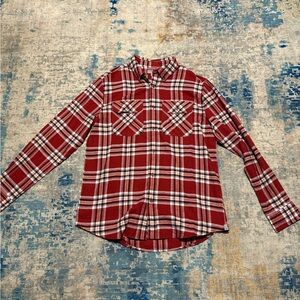 Men's Red Plaid Casual Button Down Flannel Shirt
